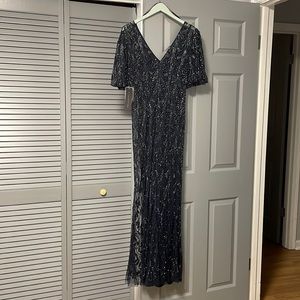 NWTs Aidan Mattox Beaded Navy Mermaid Gown size 8